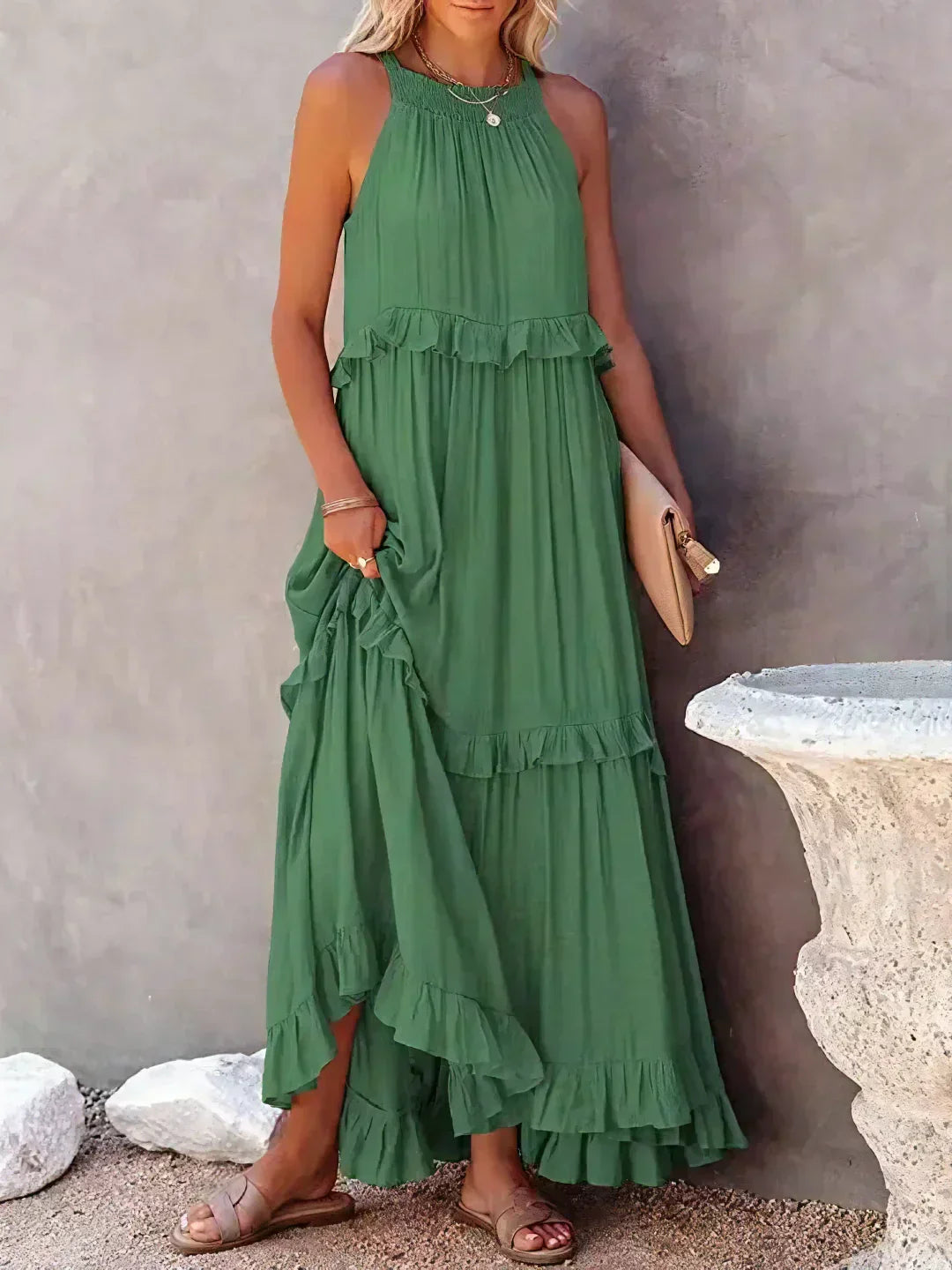 Amélie & Rose™ | Robyn Halter Ruffle Maxi Dress