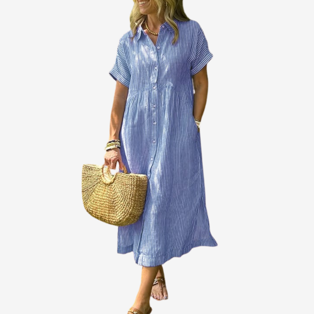 Amélie & Rose™ | Striped Button-Down Dress