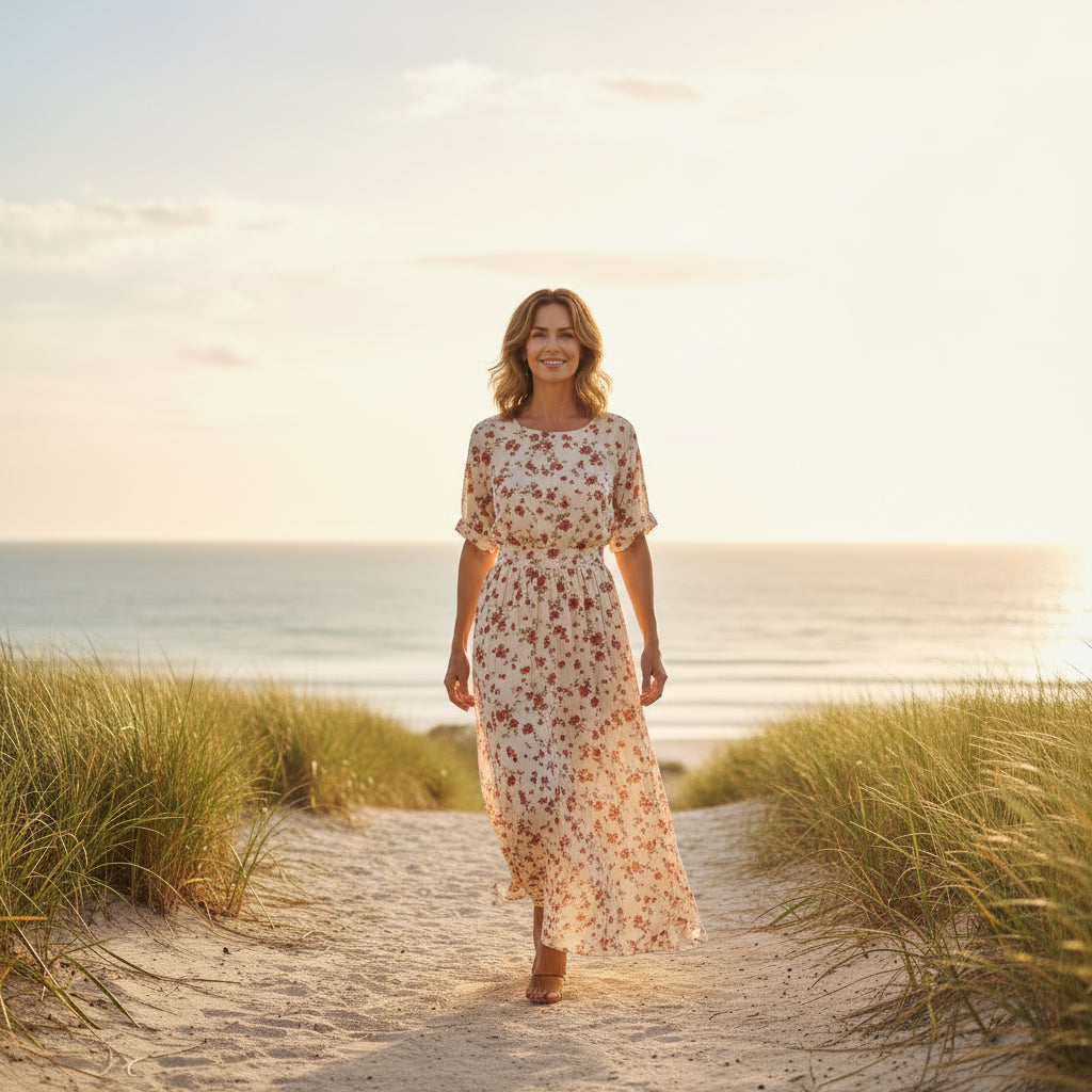 Amélie & Rose™ | Romy Long Bohemian Dress with Gathered Waist