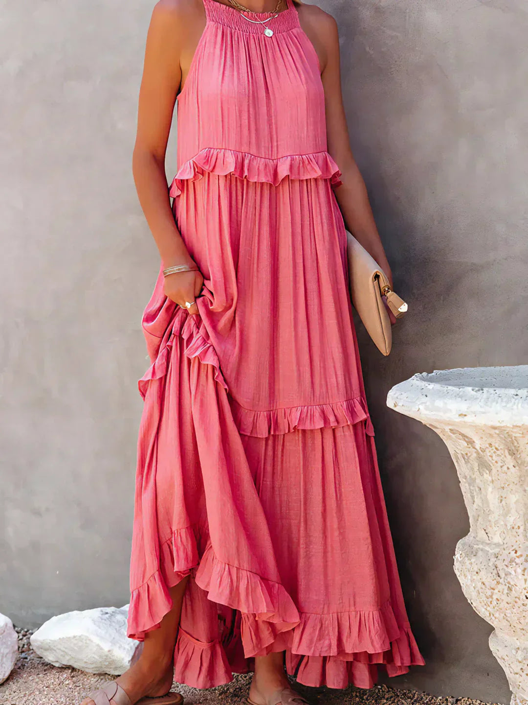 Amélie & Rose™ | Robyn Halter Ruffle Maxi Dress