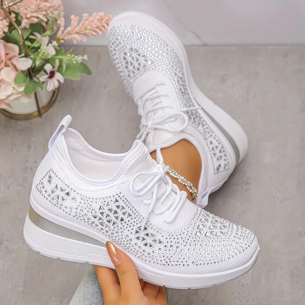 Amélie & Rose™ | Orthopaedic Trainers with Sparkling Rhinestones