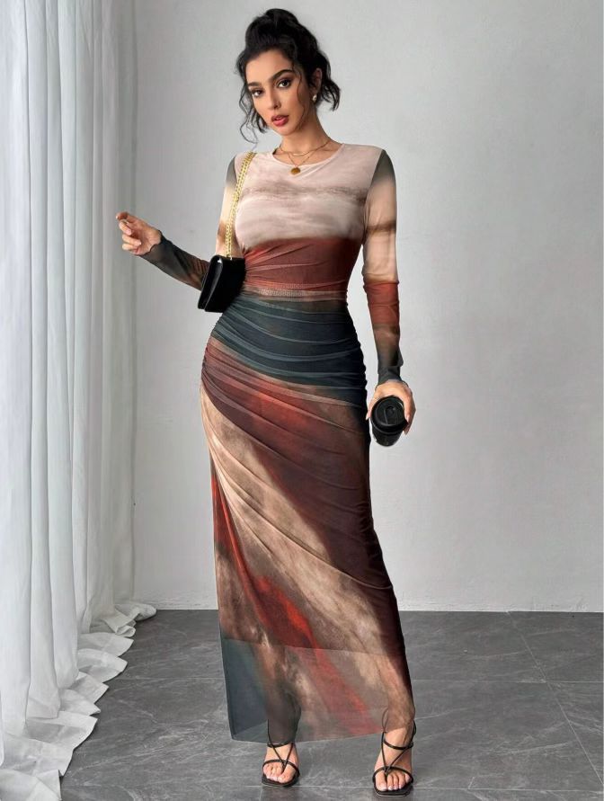 Amélie & Rose™ | The Elara Printed Bodycon Maxi Dress