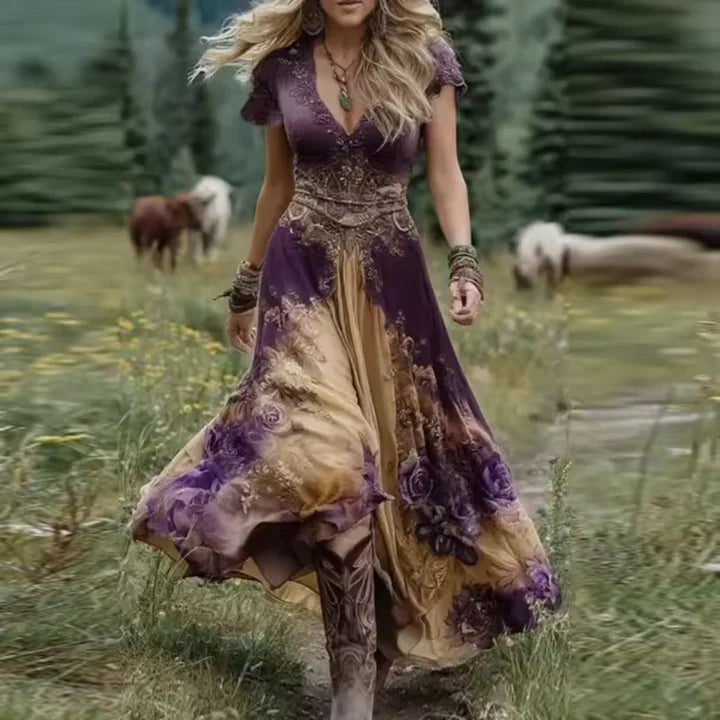 Amélie & Rose | Celestine Tailored Flowing Floral Dress