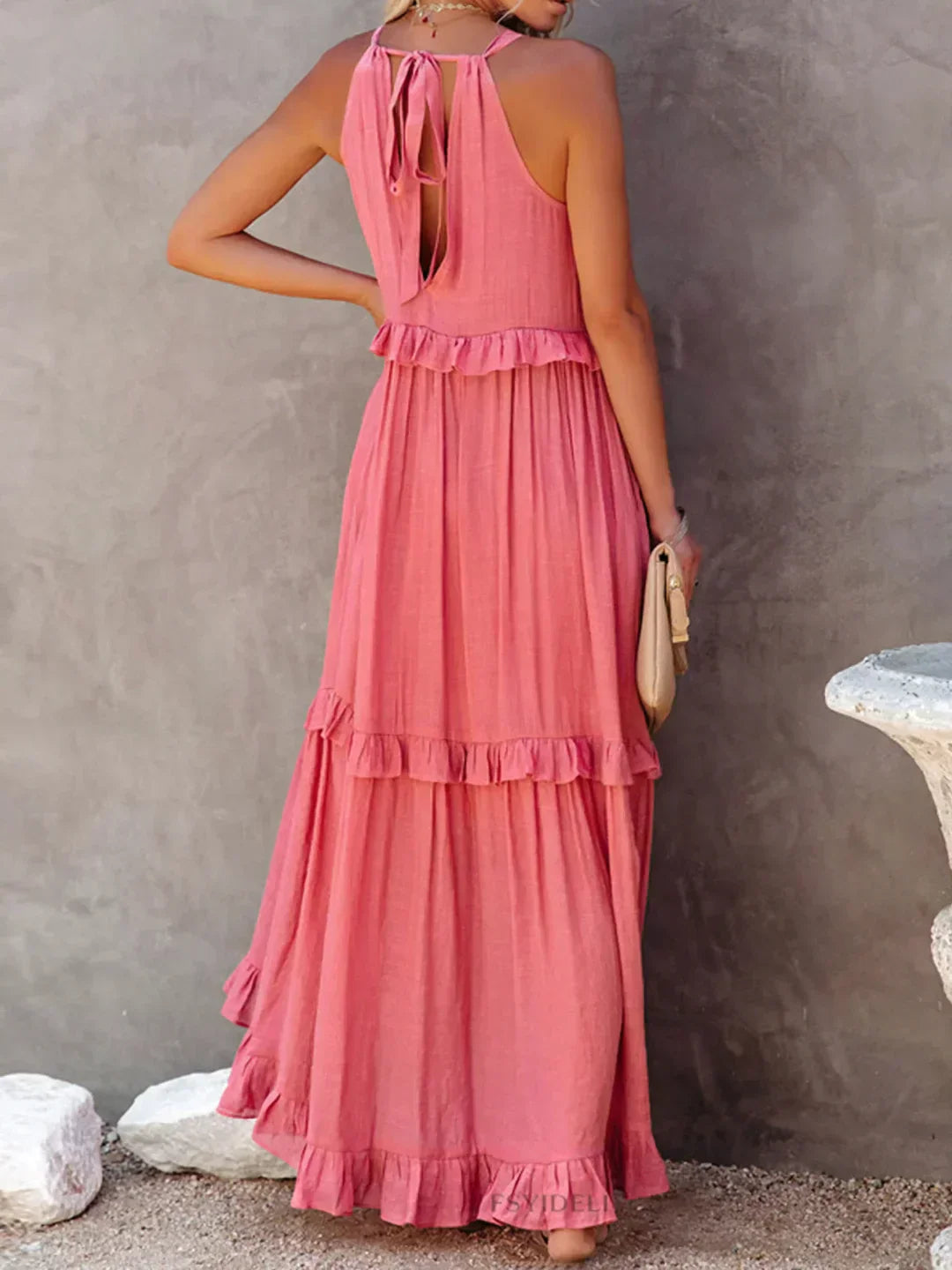 Amélie & Rose™ | Robyn Halter Ruffle Maxi Dress