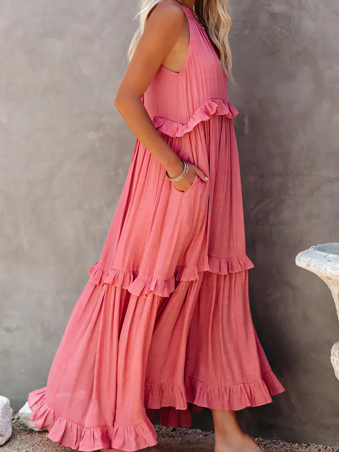 Amélie & Rose™ | Robyn Halter Ruffle Maxi Dress
