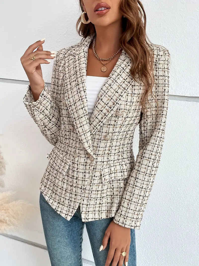Amélie & Rose™ | Charlotte - Elegant Checked Blazer