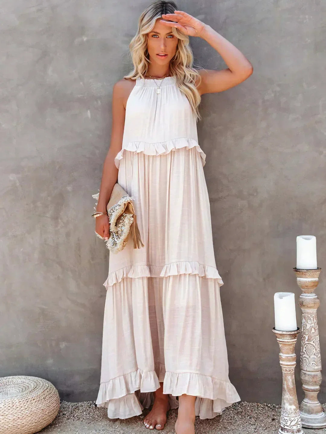 Amélie & Rose™ | Robyn Halter Ruffle Maxi Dress