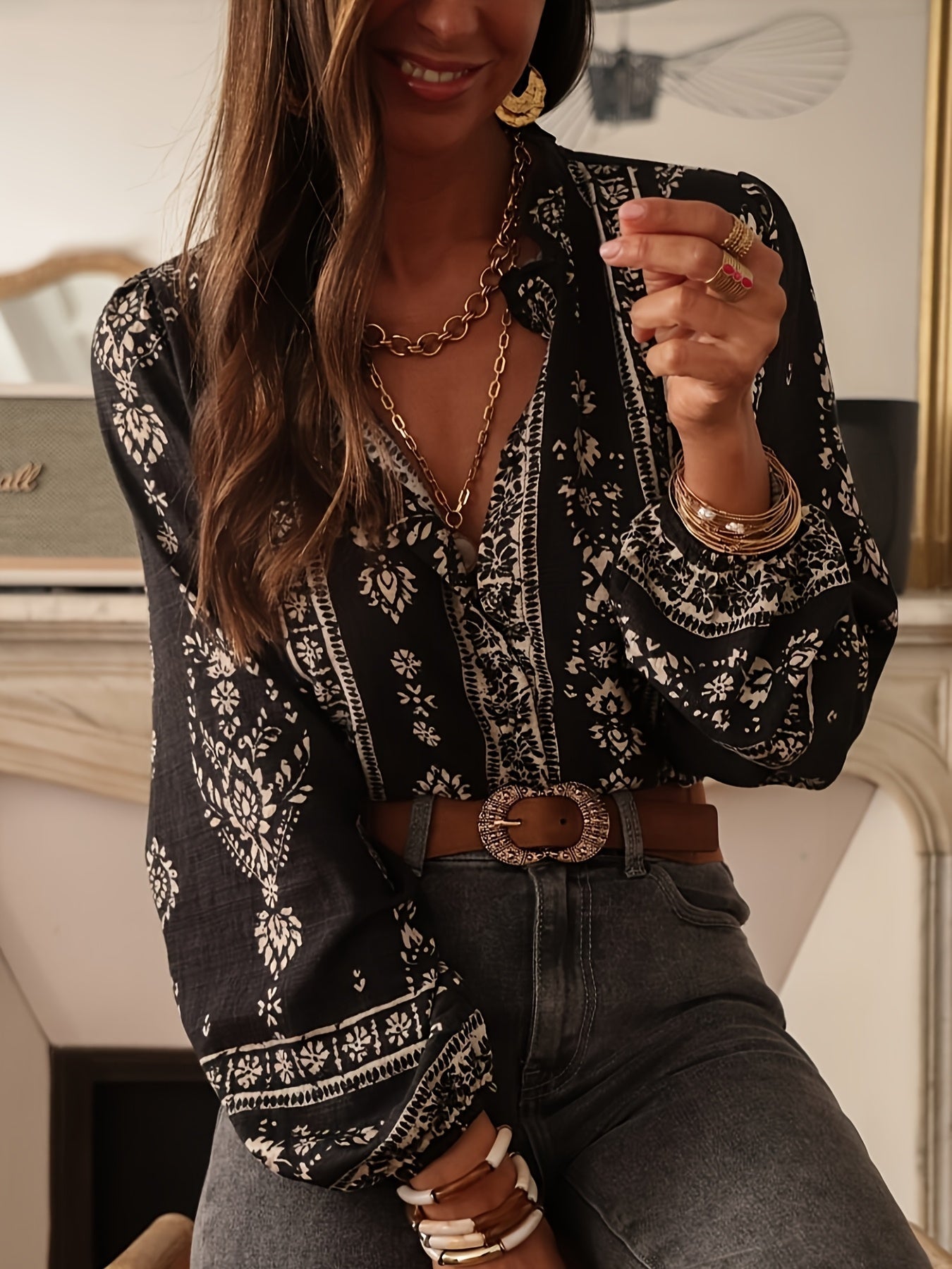 Amélie & Rose™ | Elegant Floral Print Blouse