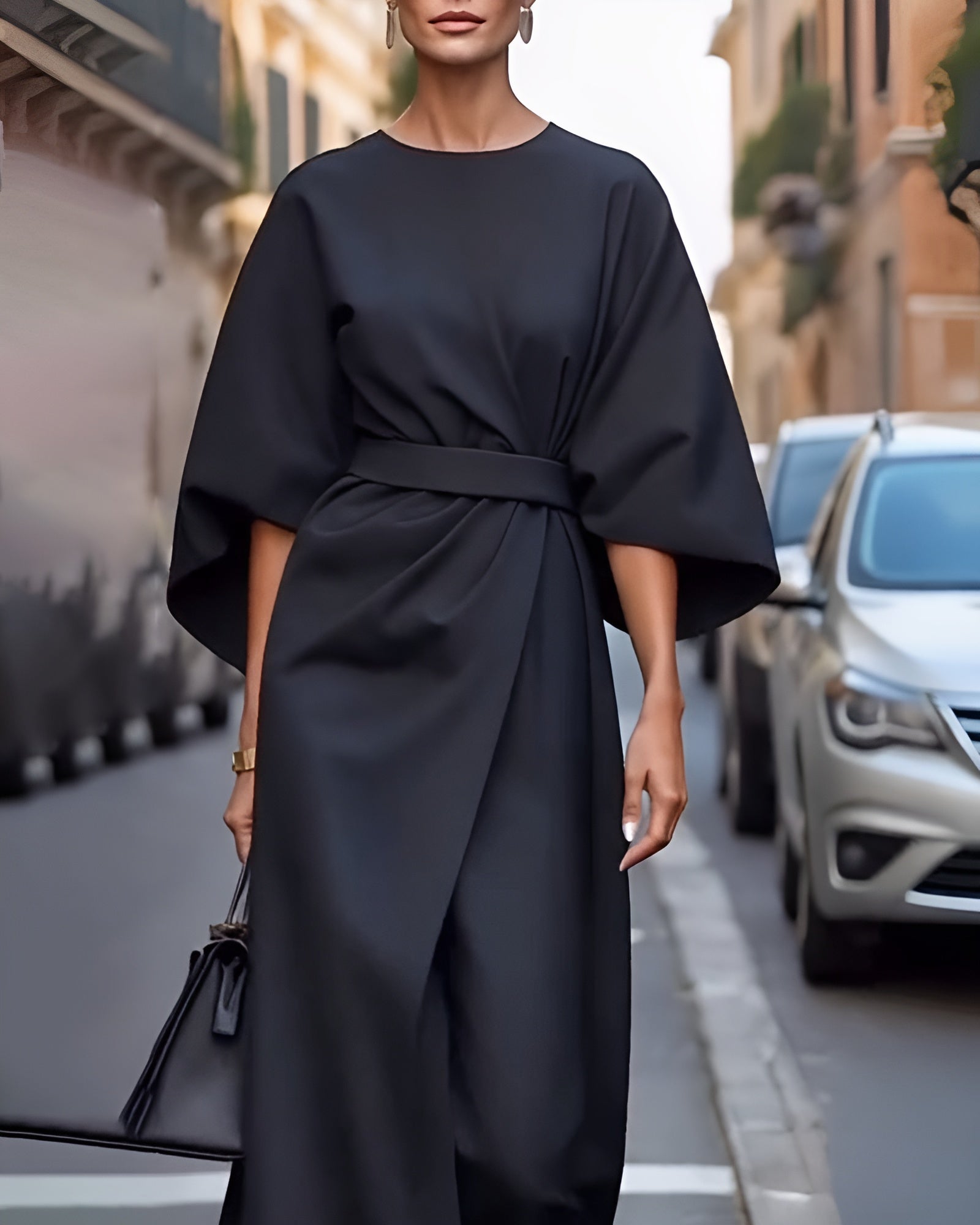 Amélie & Rose™ | Lissey Minimalist Belted Luxe Dress