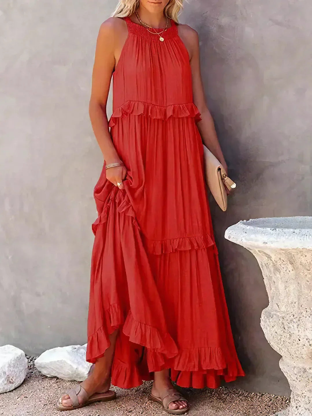 Amélie & Rose™ | Robyn Halter Ruffle Maxi Dress