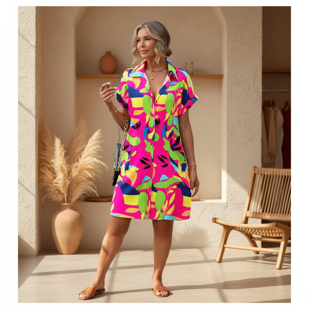 Amélie & Rose™ | Tiana Printed Button Down Dress