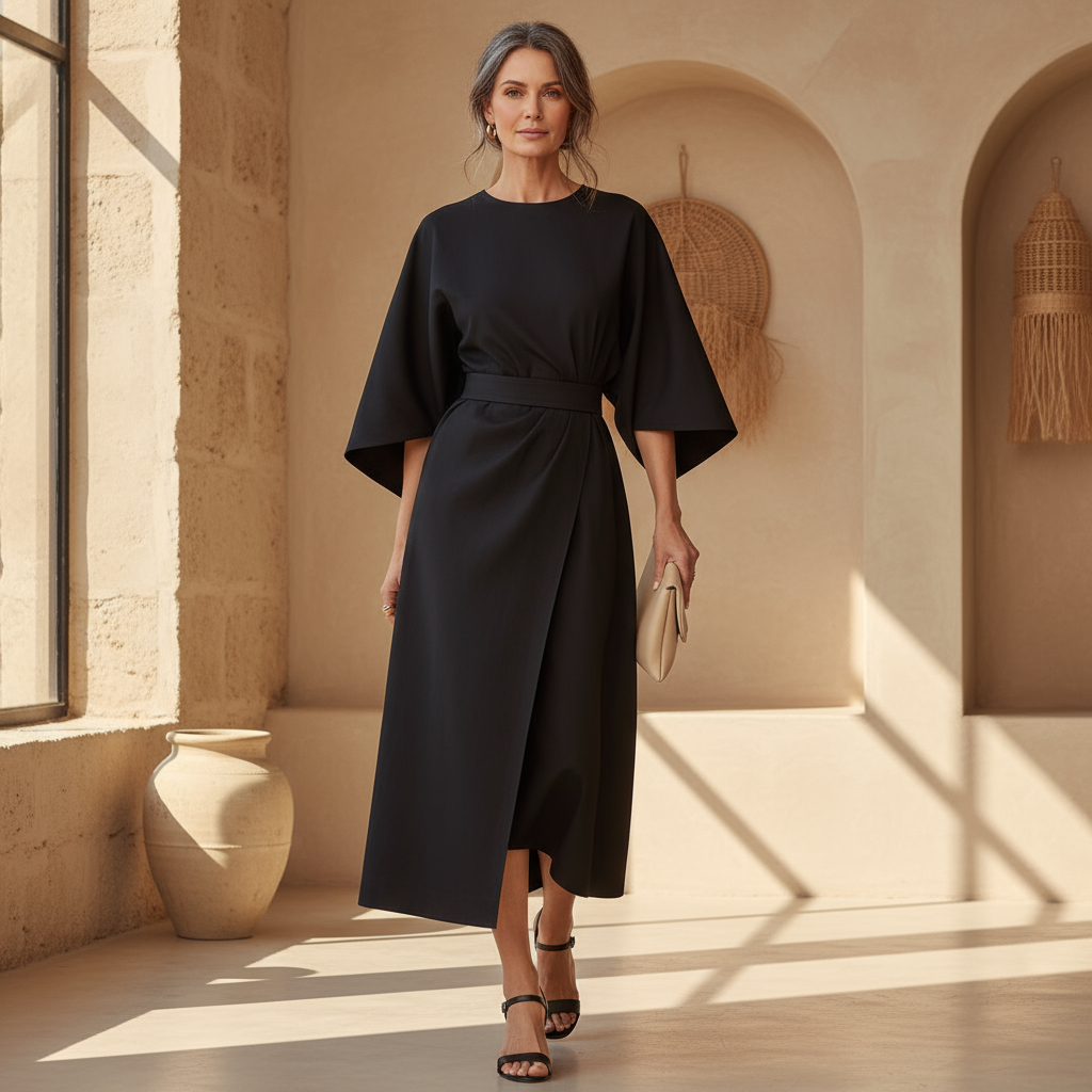 Amélie & Rose™ | Lissey Minimalist Belted Luxe Dress