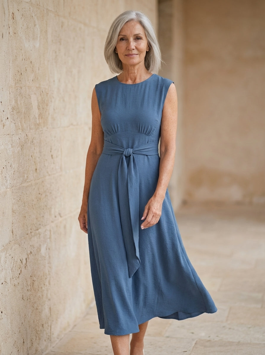 Amélie & Rose | Sleeveless Waist-Tied Midi Dress