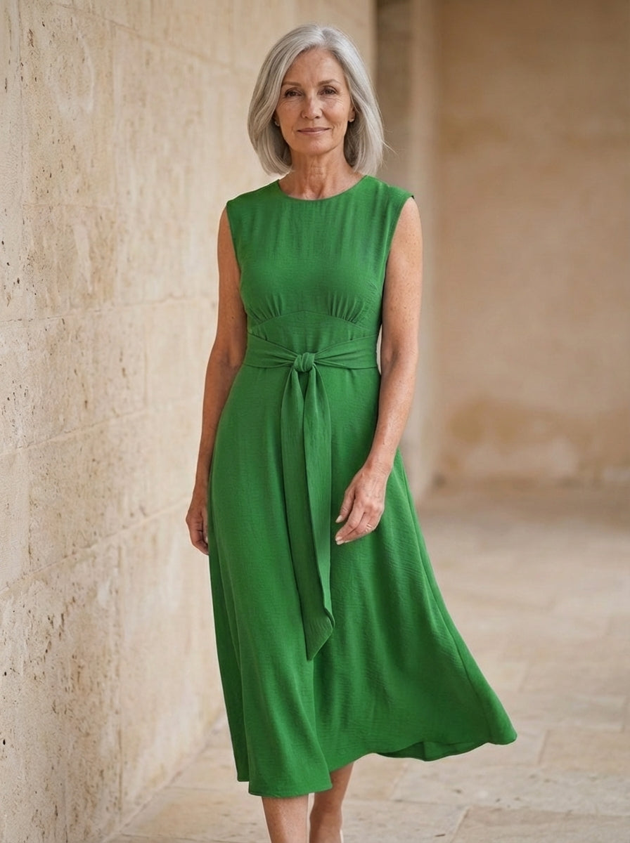 Amélie & Rose | Sleeveless Waist-Tied Midi Dress