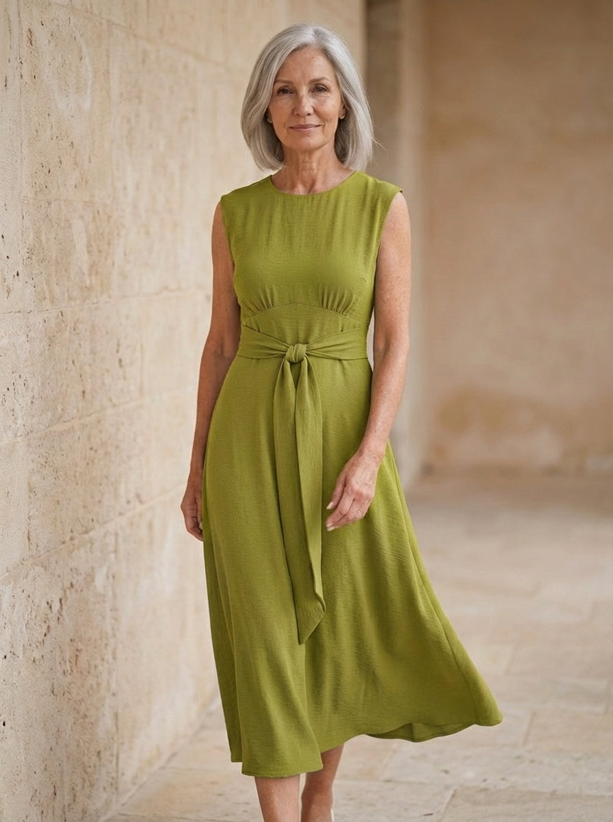 Amélie & Rose | Sleeveless Waist-Tied Midi Dress