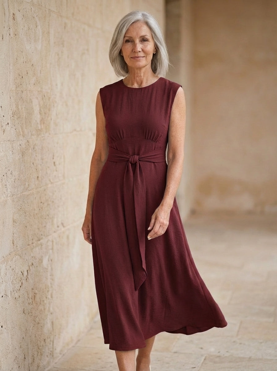 Amélie & Rose | Sleeveless Waist-Tied Midi Dress