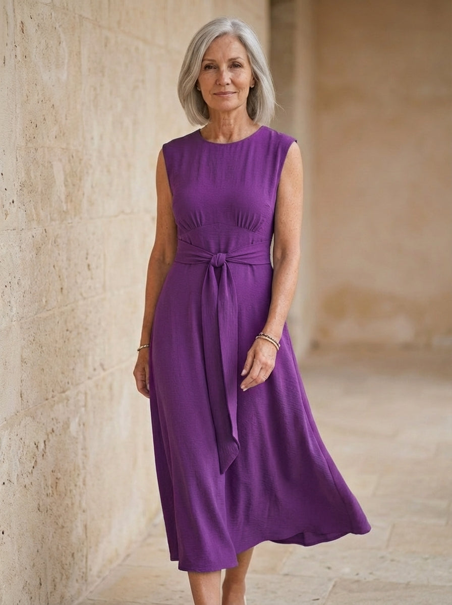 Amélie & Rose | Sleeveless Waist-Tied Midi Dress