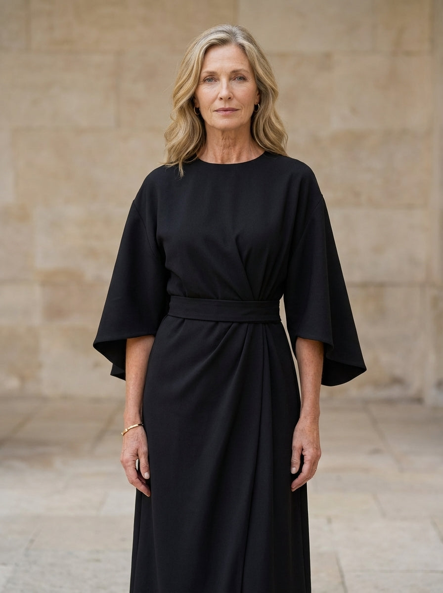 Amélie & Rose | Elegant Dress with Lantern Sleeves and Belt