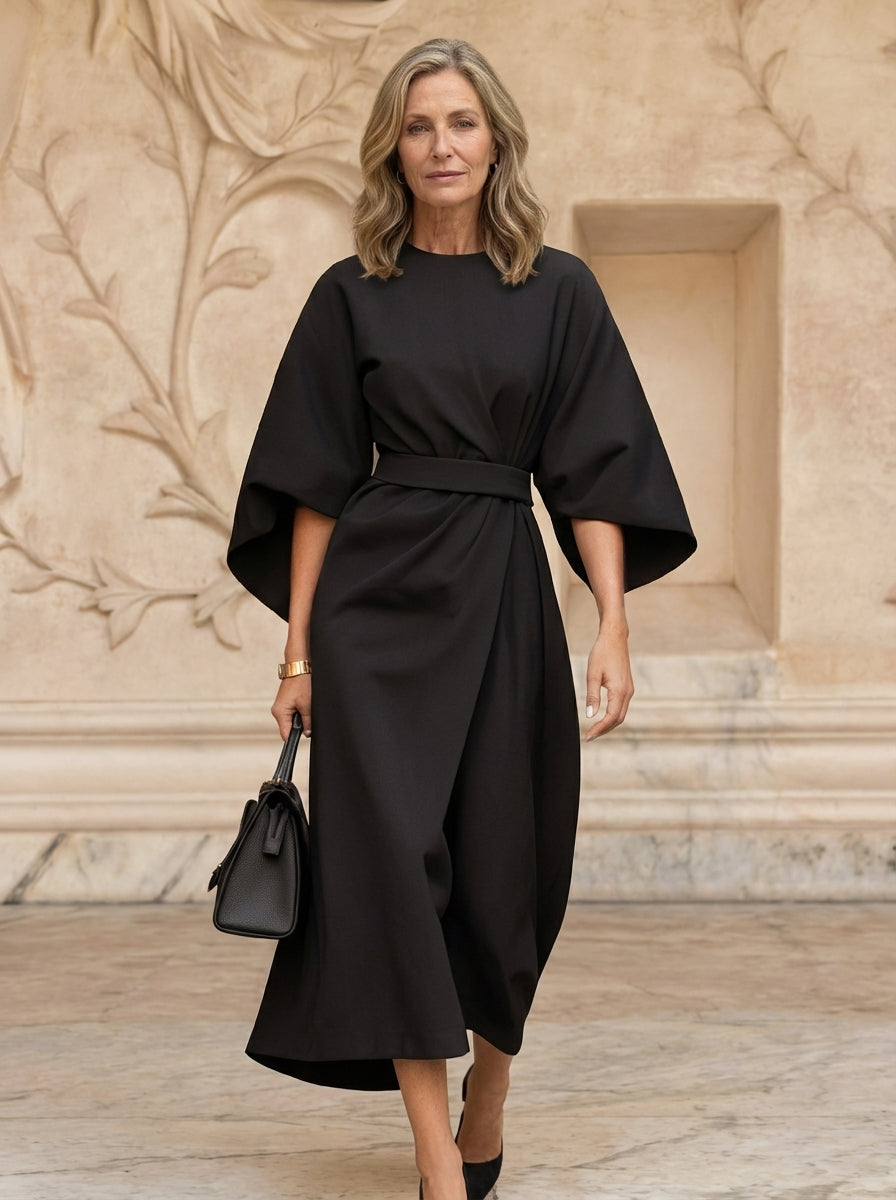 Amélie & Rose | Elegant Dress with Lantern Sleeves and Belt
