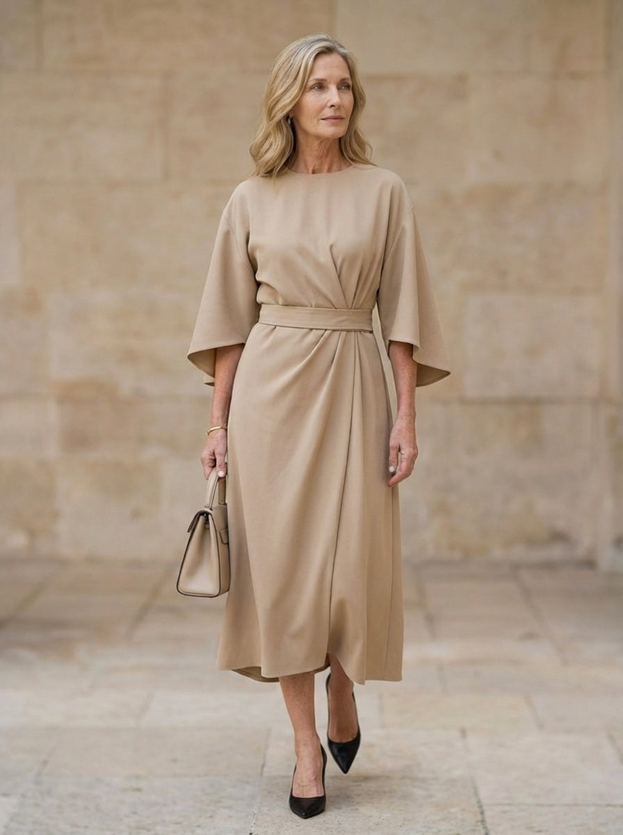 Amélie & Rose | Elegant Dress with Lantern Sleeves and Belt