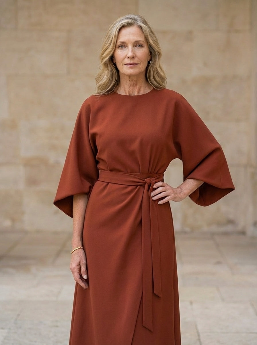 Amélie & Rose | Elegant Dress with Lantern Sleeves and Belt