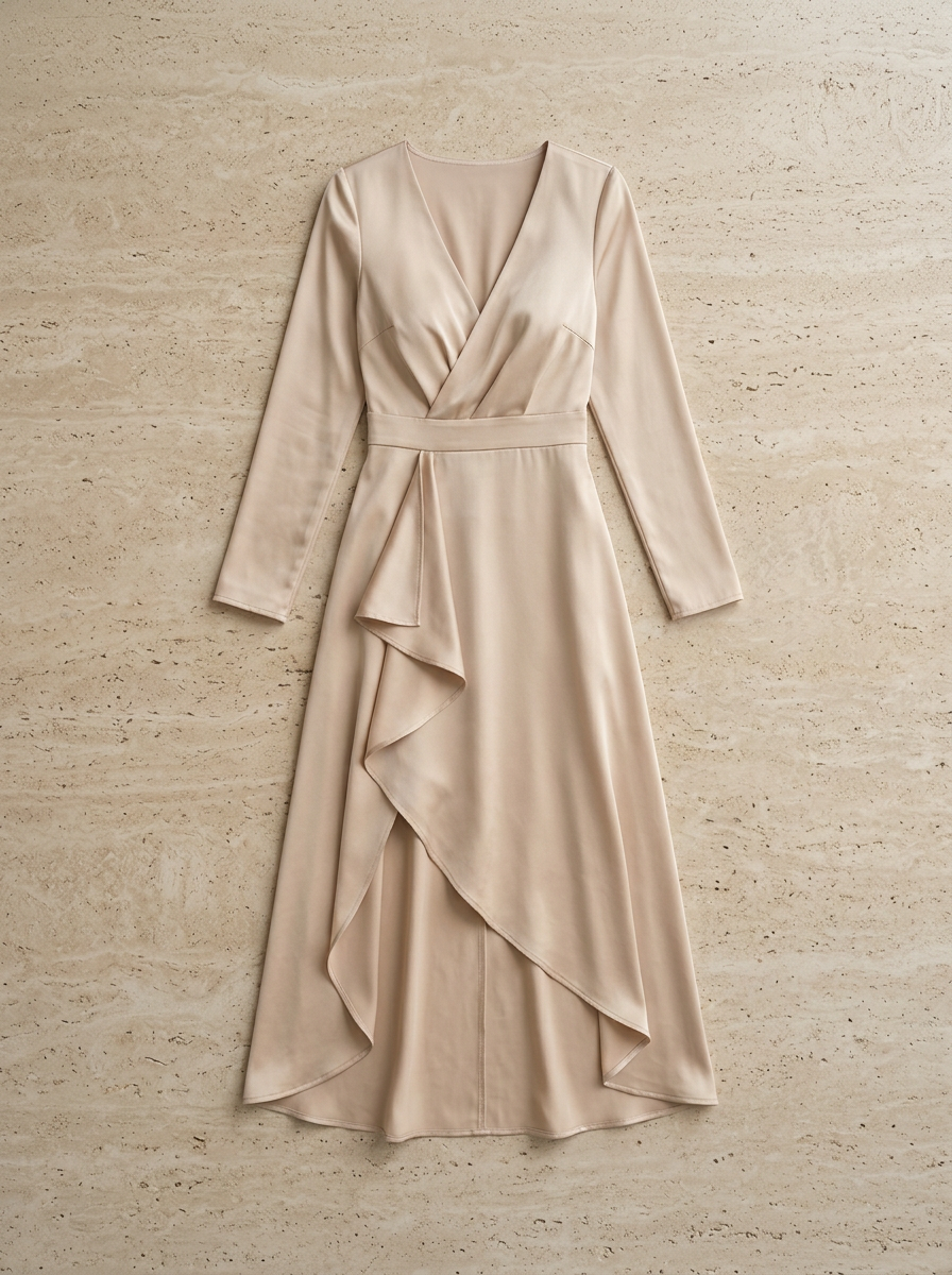 Amélie & Rose | Elegant V-Neck Sheath Midi Dress with Slit Design