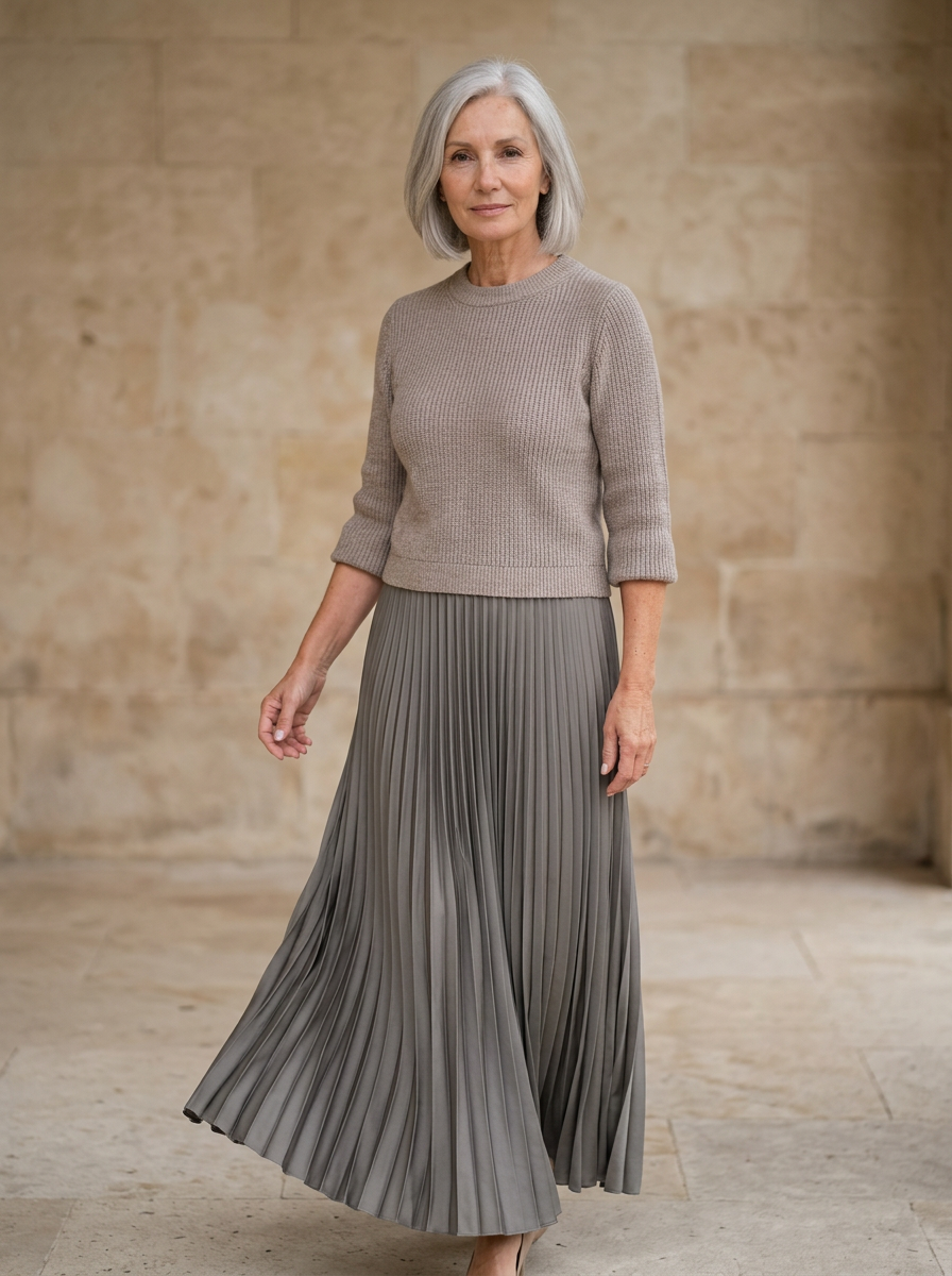 Amélie & Rose | Maxi dress with jumper and pleated skirt