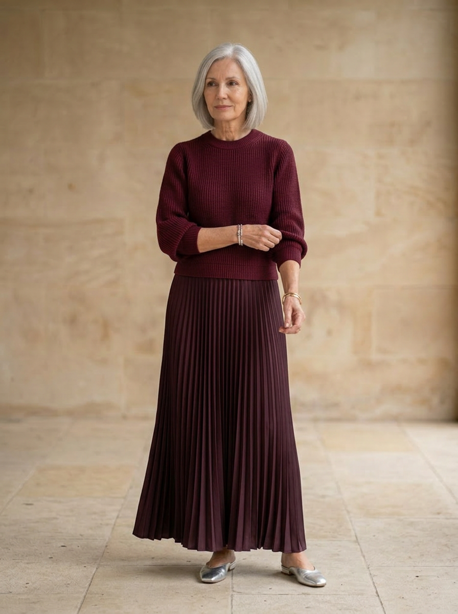 Amélie & Rose | Maxi dress with jumper and pleated skirt