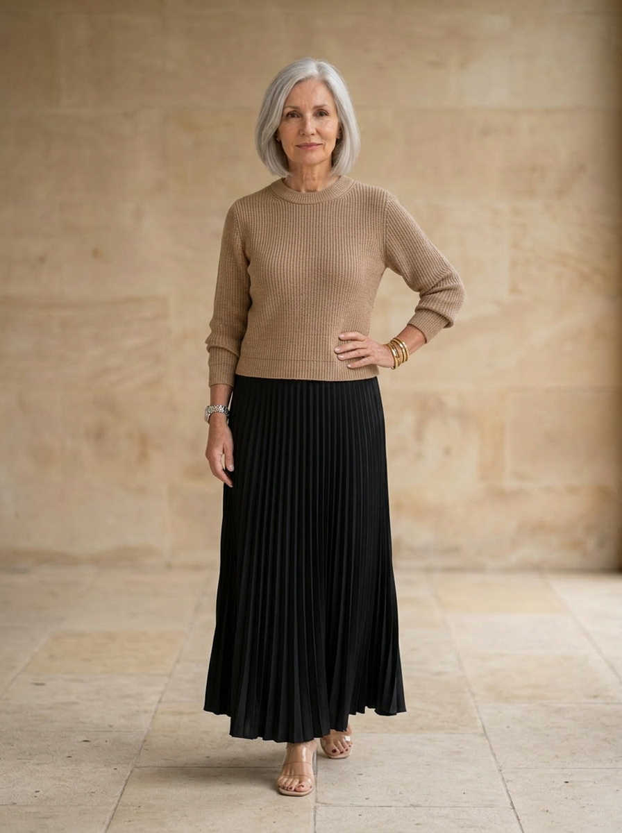 Amélie & Rose | Maxi dress with jumper and pleated skirt