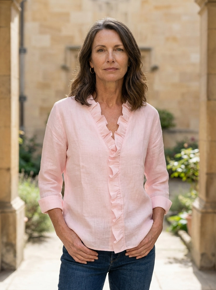 Amélie & Rose | Ruffle V-Neck Blouse