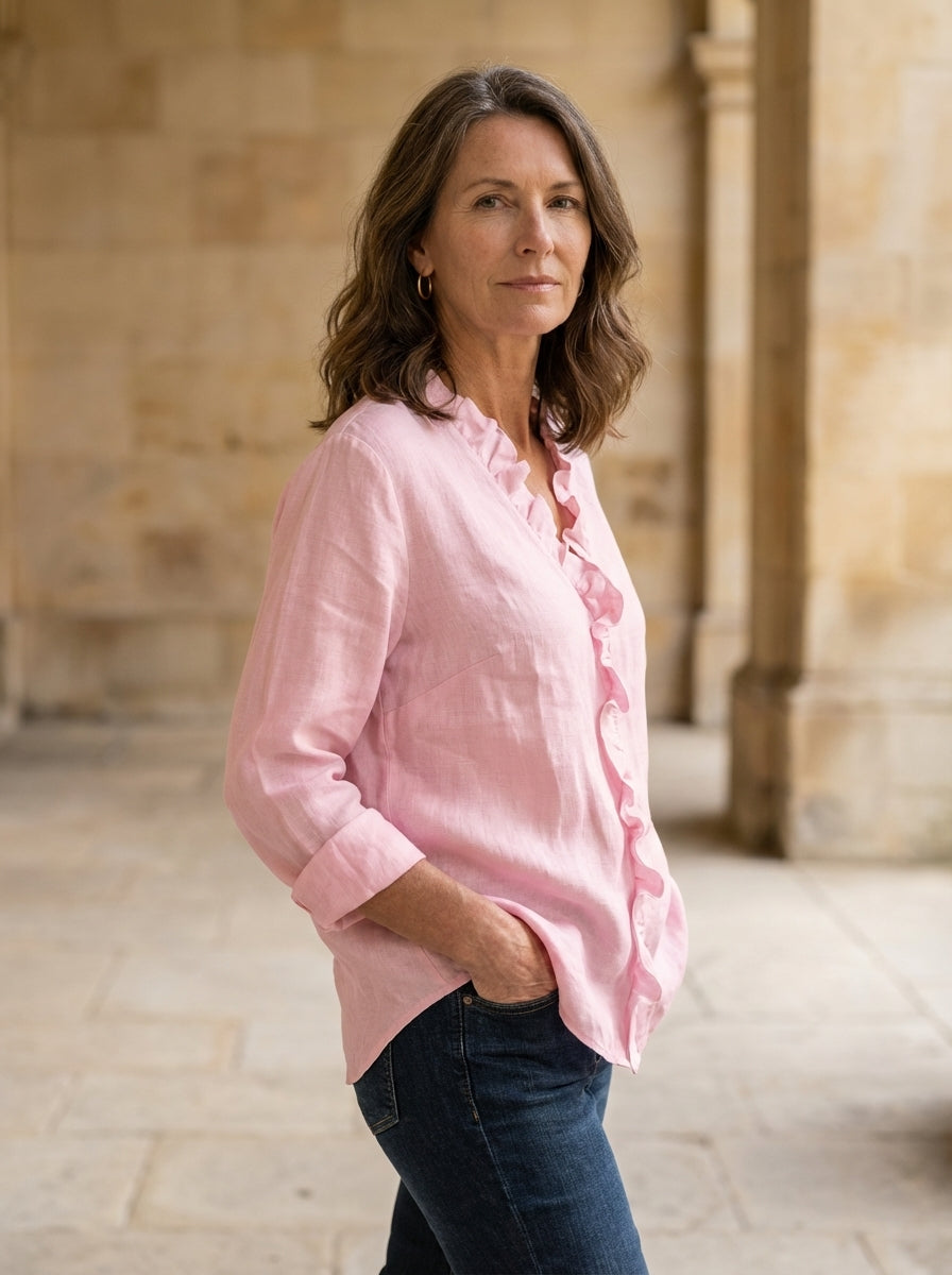 Amélie & Rose | Ruffle V-Neck Blouse