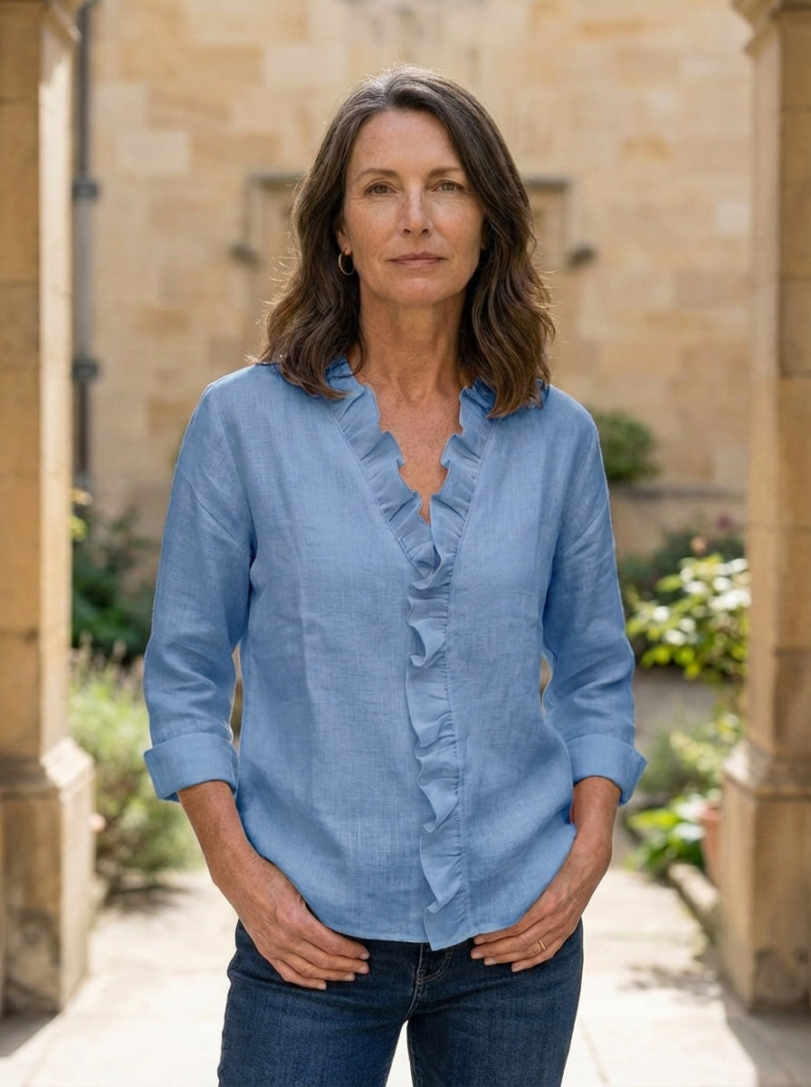 Amélie & Rose | Ruffle V-Neck Blouse