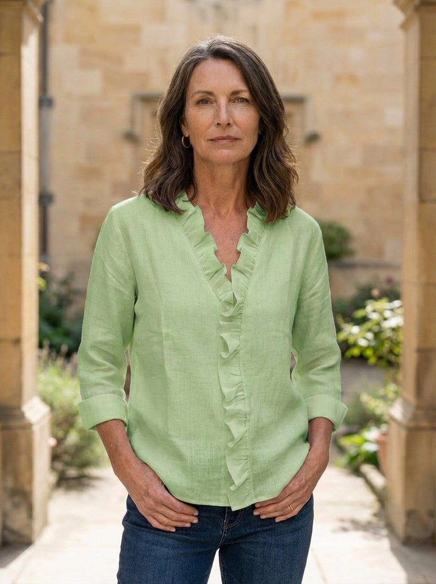 Amélie & Rose | Ruffle V-Neck Blouse