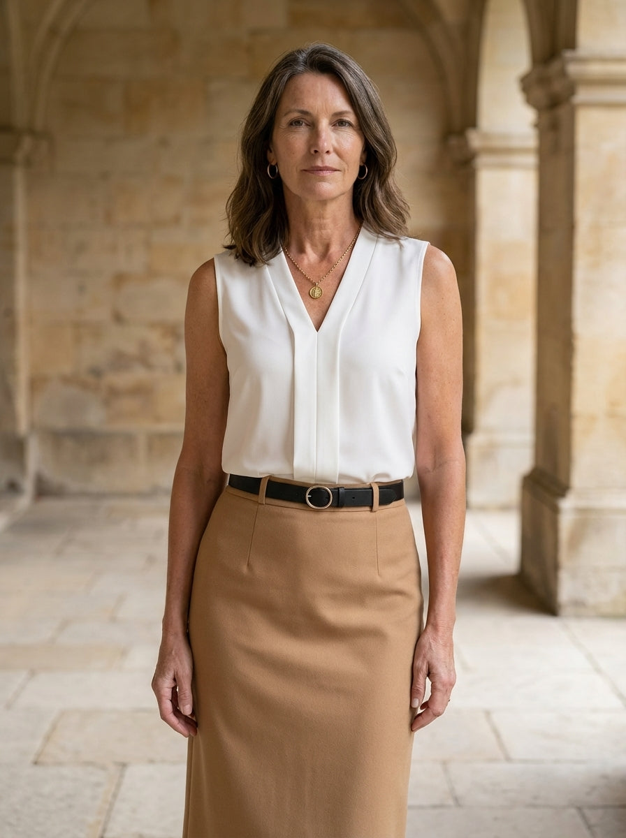 Amélie & Rose | Sleeveless V-Neck Formal Top