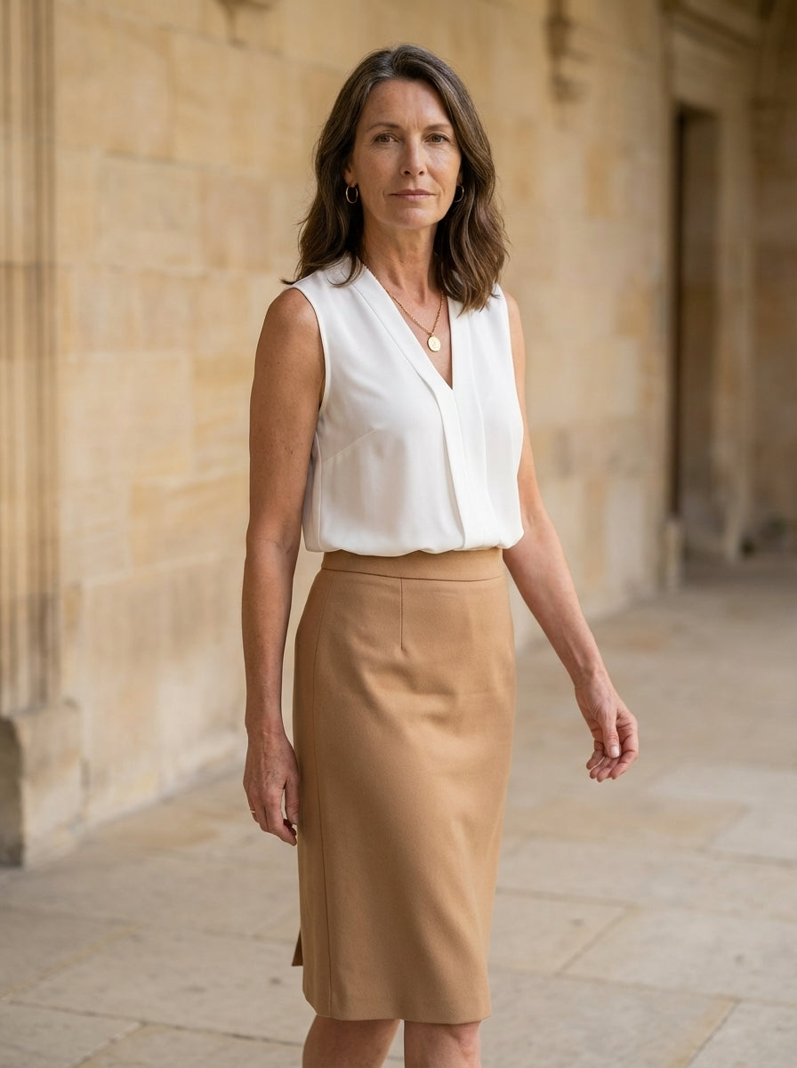 Amélie & Rose | Sleeveless V-Neck Formal Top