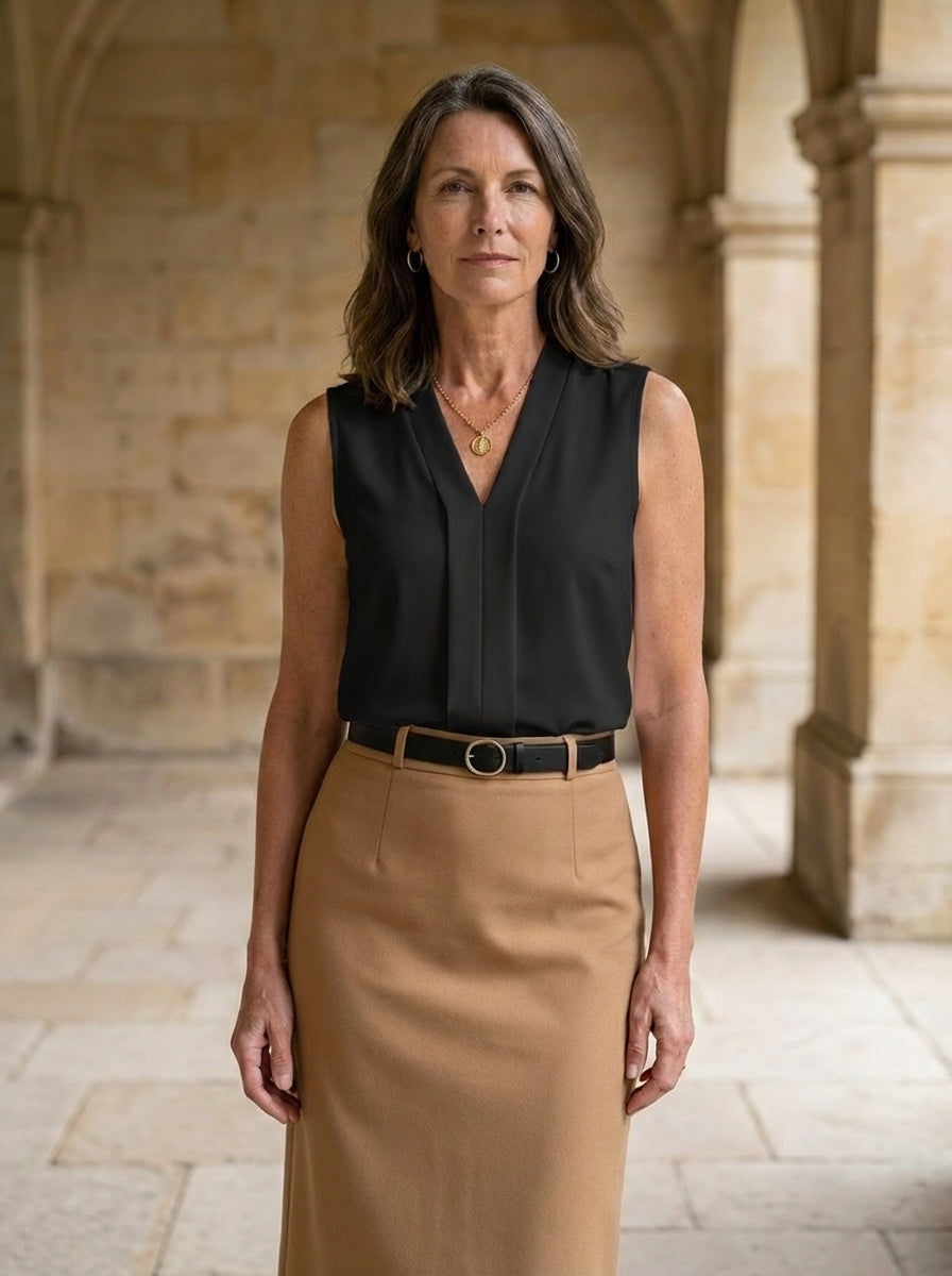 Amélie & Rose | Sleeveless V-Neck Formal Top