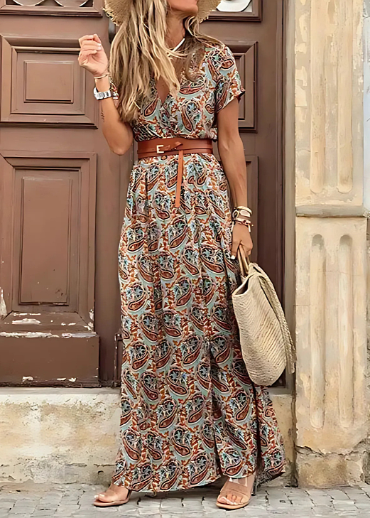 Amélie & Rose™ | Romy Long Bohemian Dress with Gathered Waist