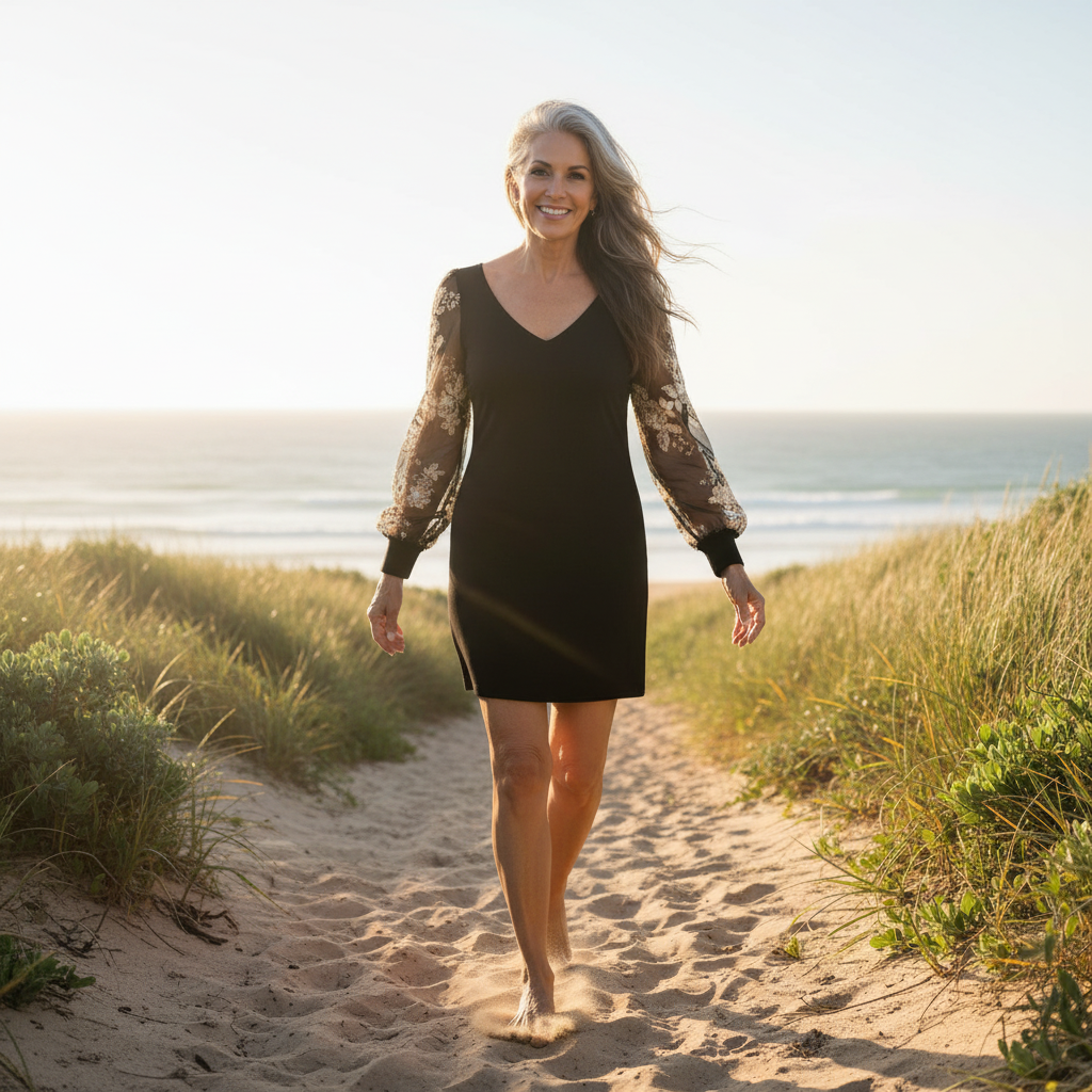 Amélie & Rose | Elegant Dress with Lace Sleeves