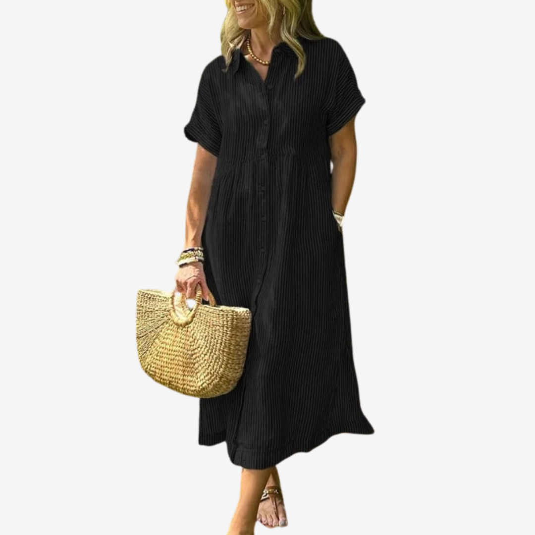 Amélie & Rose™ | Striped Button-Down Dress