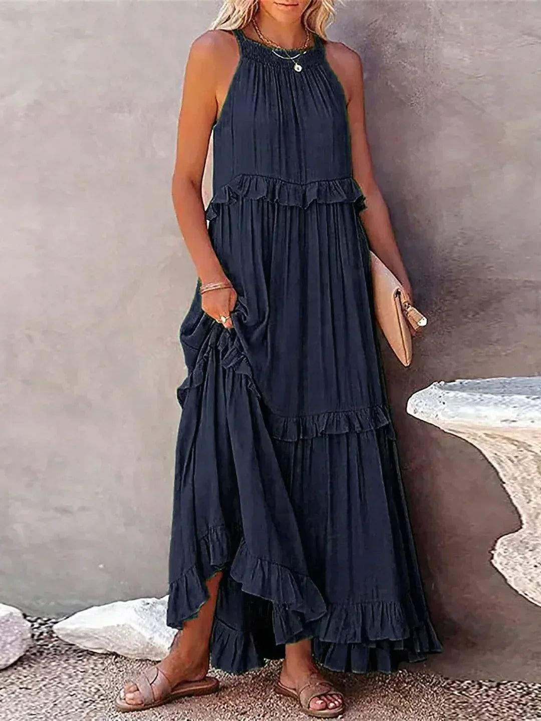 Amélie & Rose™ | Robyn Halter Ruffle Maxi Dress