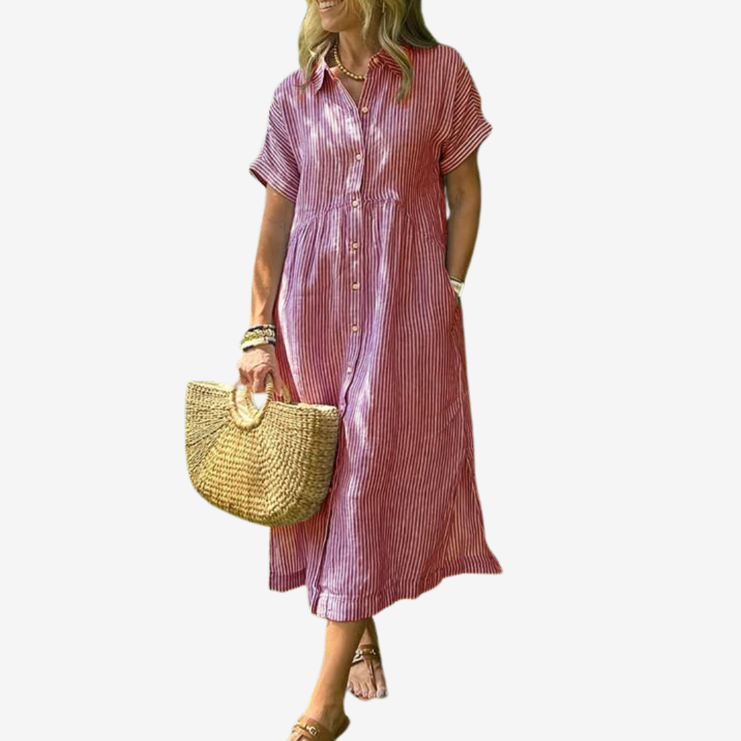 Amélie & Rose™ | Striped Button-Down Dress