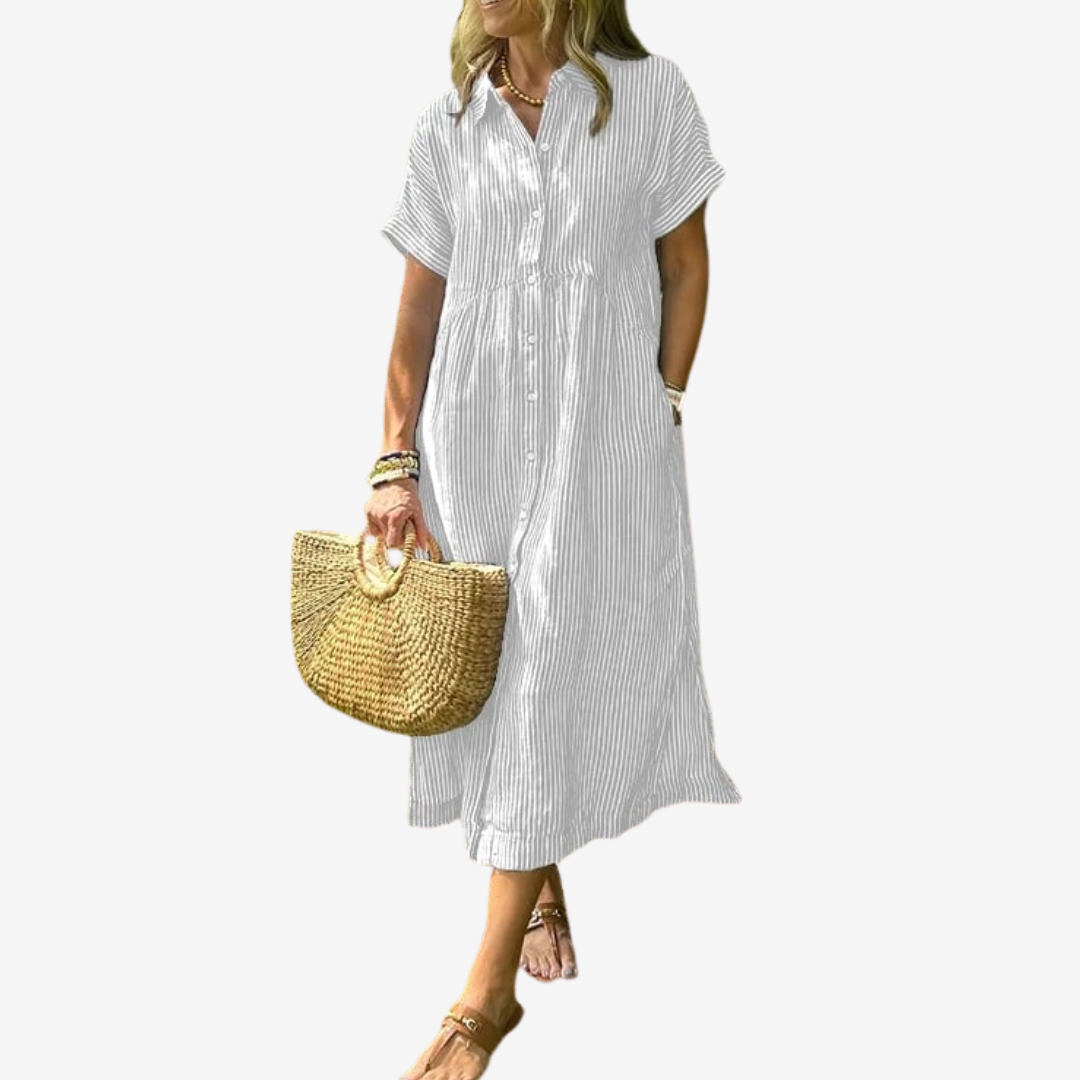 Amélie & Rose™ | Striped Button-Down Dress