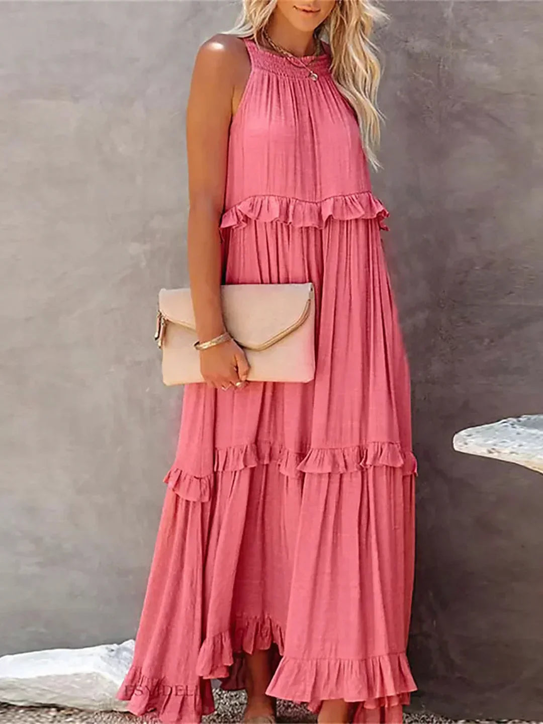 Amélie & Rose™ | Robyn Halter Ruffle Maxi Dress
