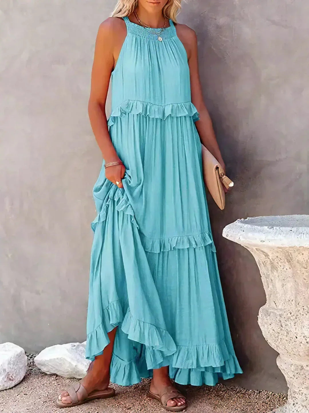 Amélie & Rose™ | Robyn Halter Ruffle Maxi Dress