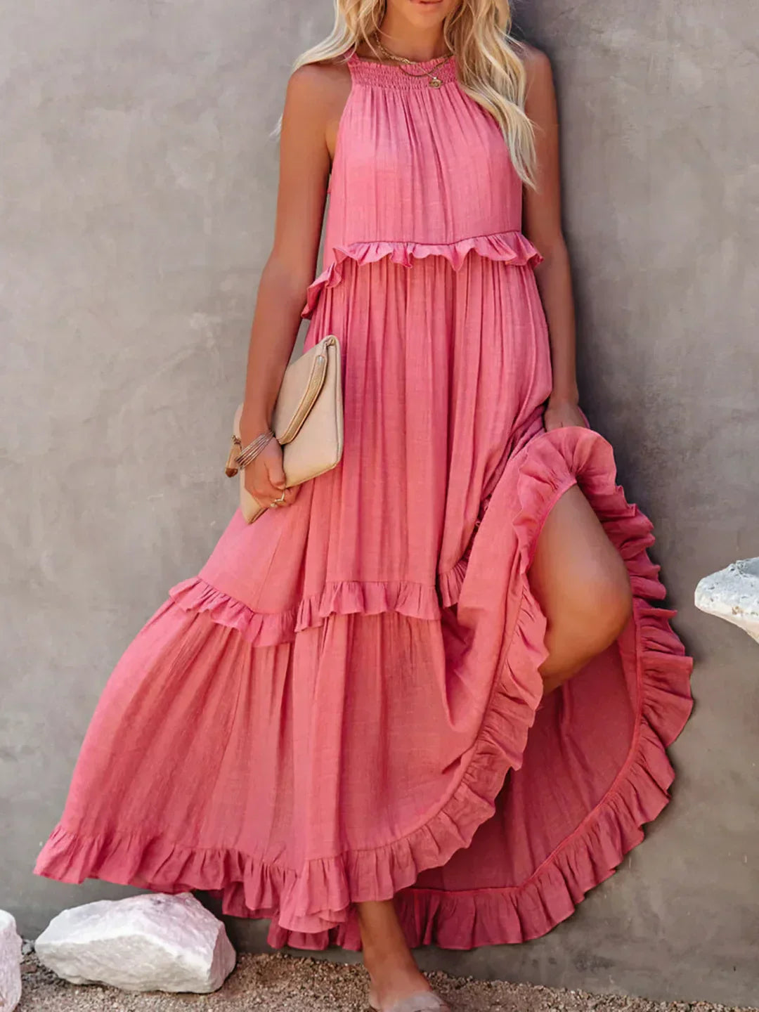 Amélie & Rose™ | Robyn Halter Ruffle Maxi Dress