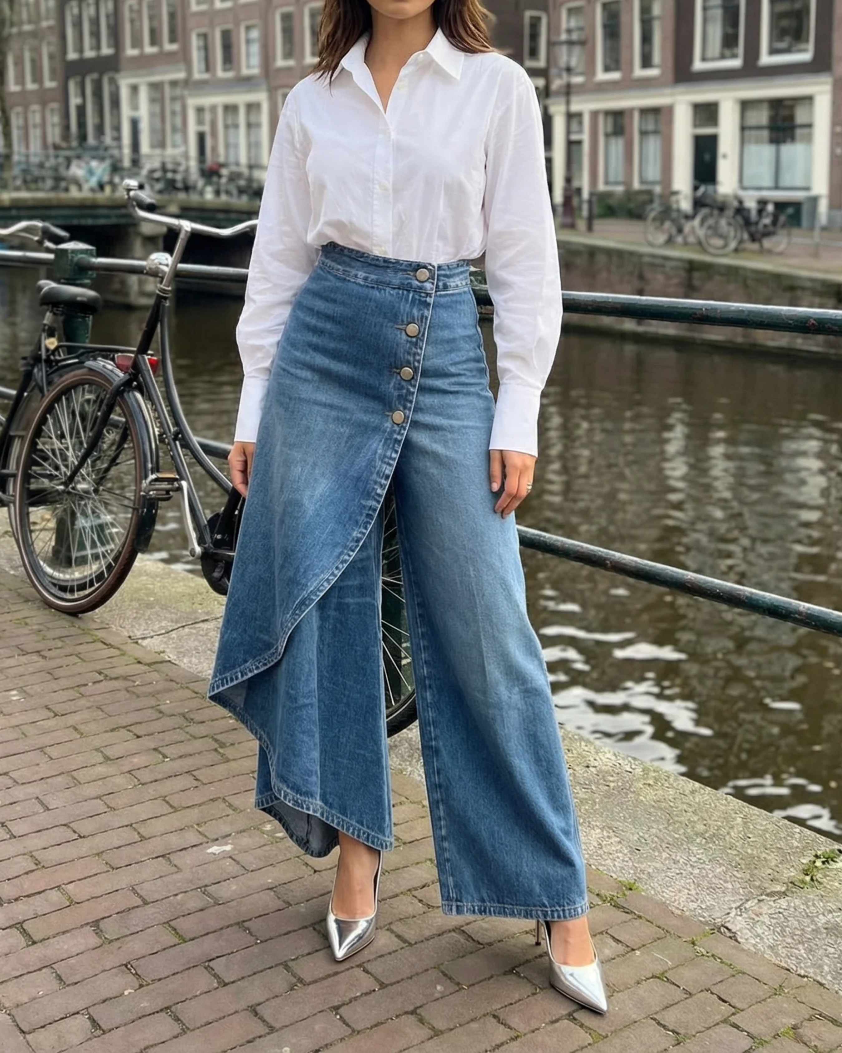 Amélie & Rose | The Calvra Denim Wrap Trouser