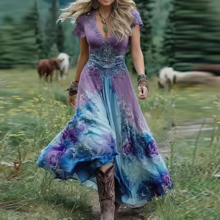 Amélie & Rose | Celestine  Tailored Flowing Floral Dress