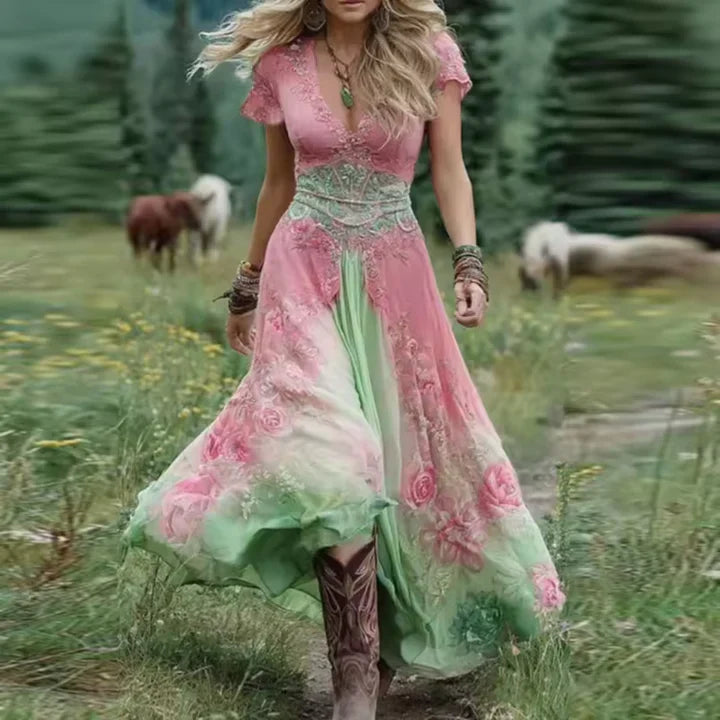 Amélie & Rose | Celestine  Tailored Flowing Floral Dress