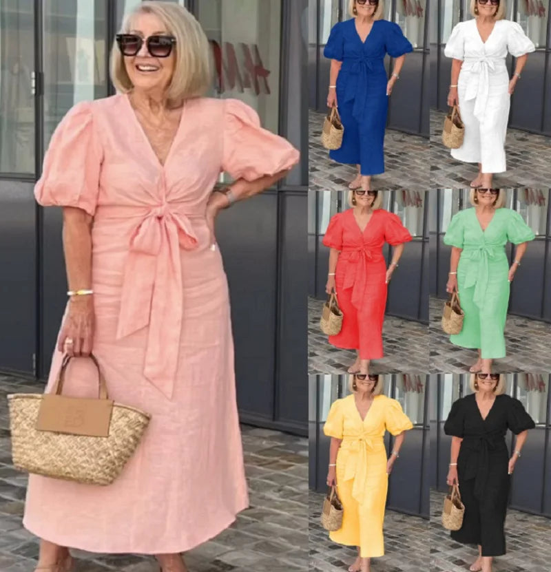 Amélie & Rose™ | Natasha Elegant V-Neck Dress