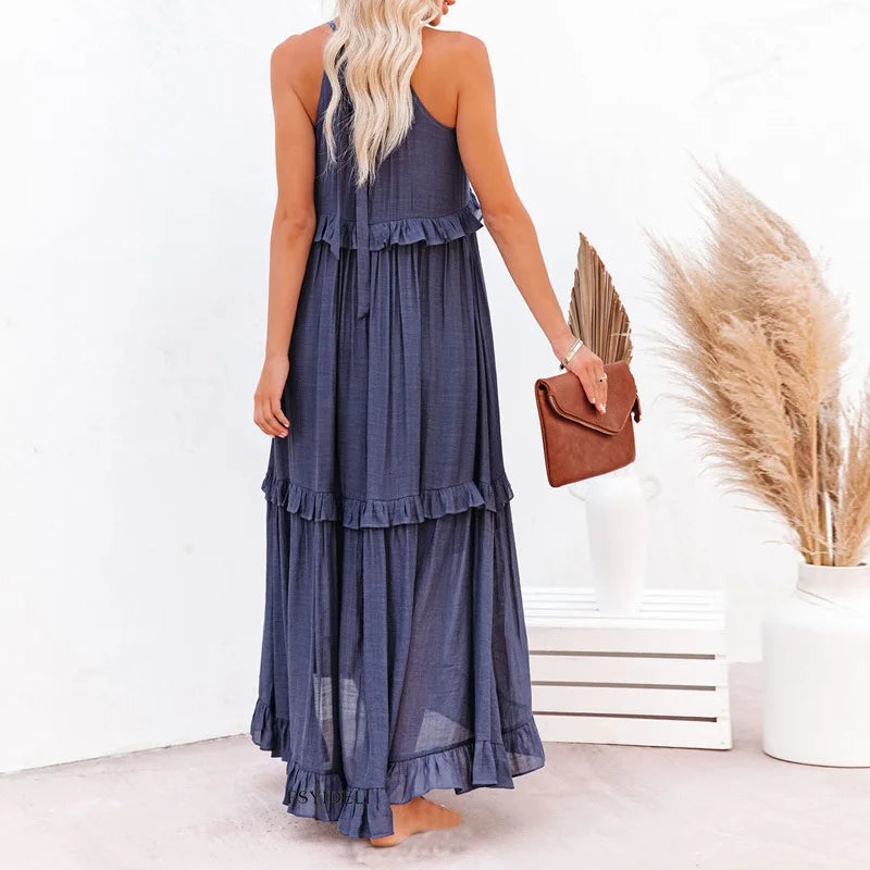 Amélie & Rose™ | Robyn Halter Ruffle Maxi Dress